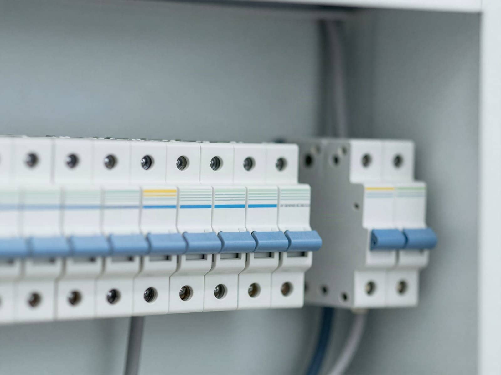 Groepenkast met een rij installatieautomaten